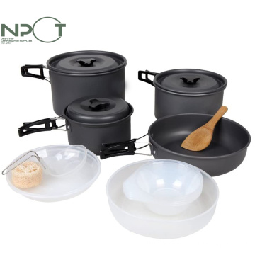 Anodized Aluminum Camping Cookware Set Backpacking Pans Pot Mess Kit